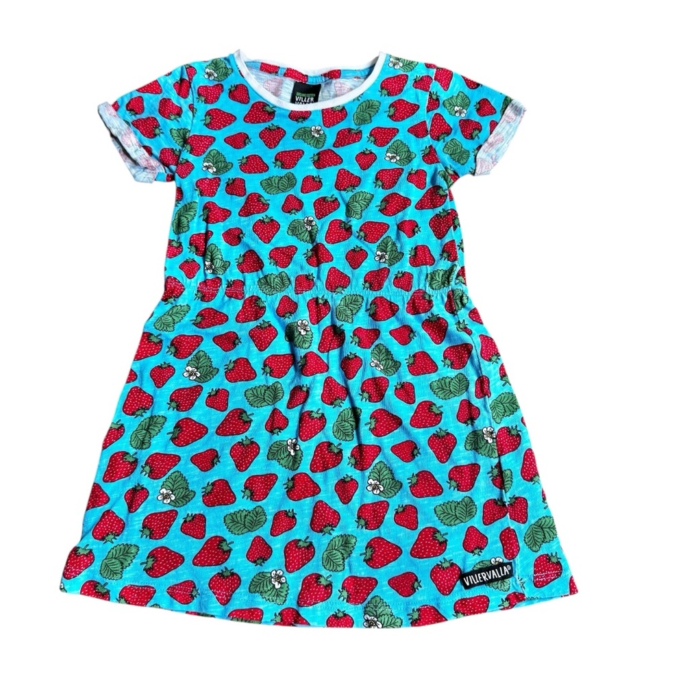 Villervalla Kids Strawberry Print Dress - Sz 110 (5)